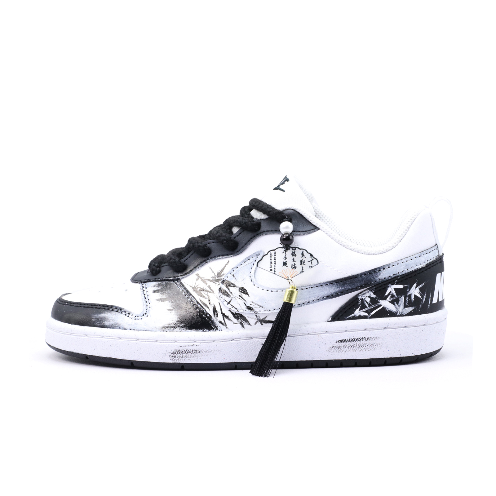 

Nike Кроссовки для скейтбординга Court Borough Bamboo Ink Escape с противоскользящей подошвой, износостойкие, белые, для подростков