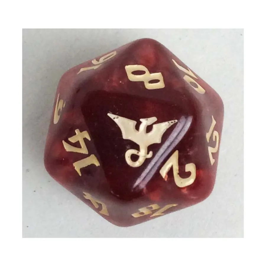 

Имперский штамп d20, 25 мм — красный вихрь с золотом, Dragon Dice (Black Oak)