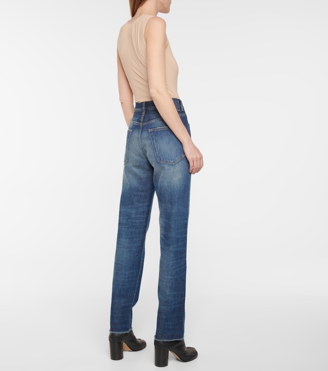 Прямые джинсы с высокой талией MM6 Maison Margiela, Vintage A. Wash — фото 3