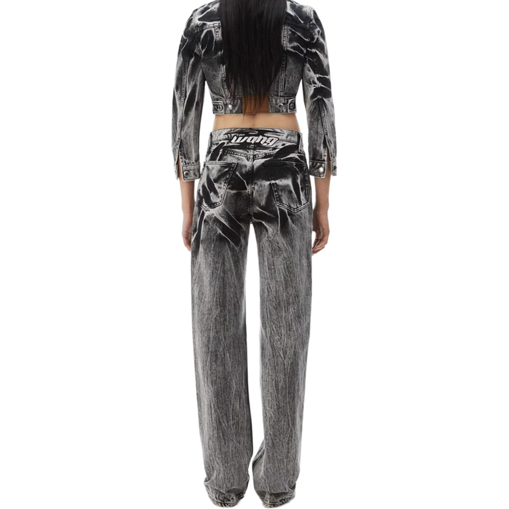 Джинсы прямого кроя с вышитым логотипом Alexander Wang, черный acid washed denim — фото 4