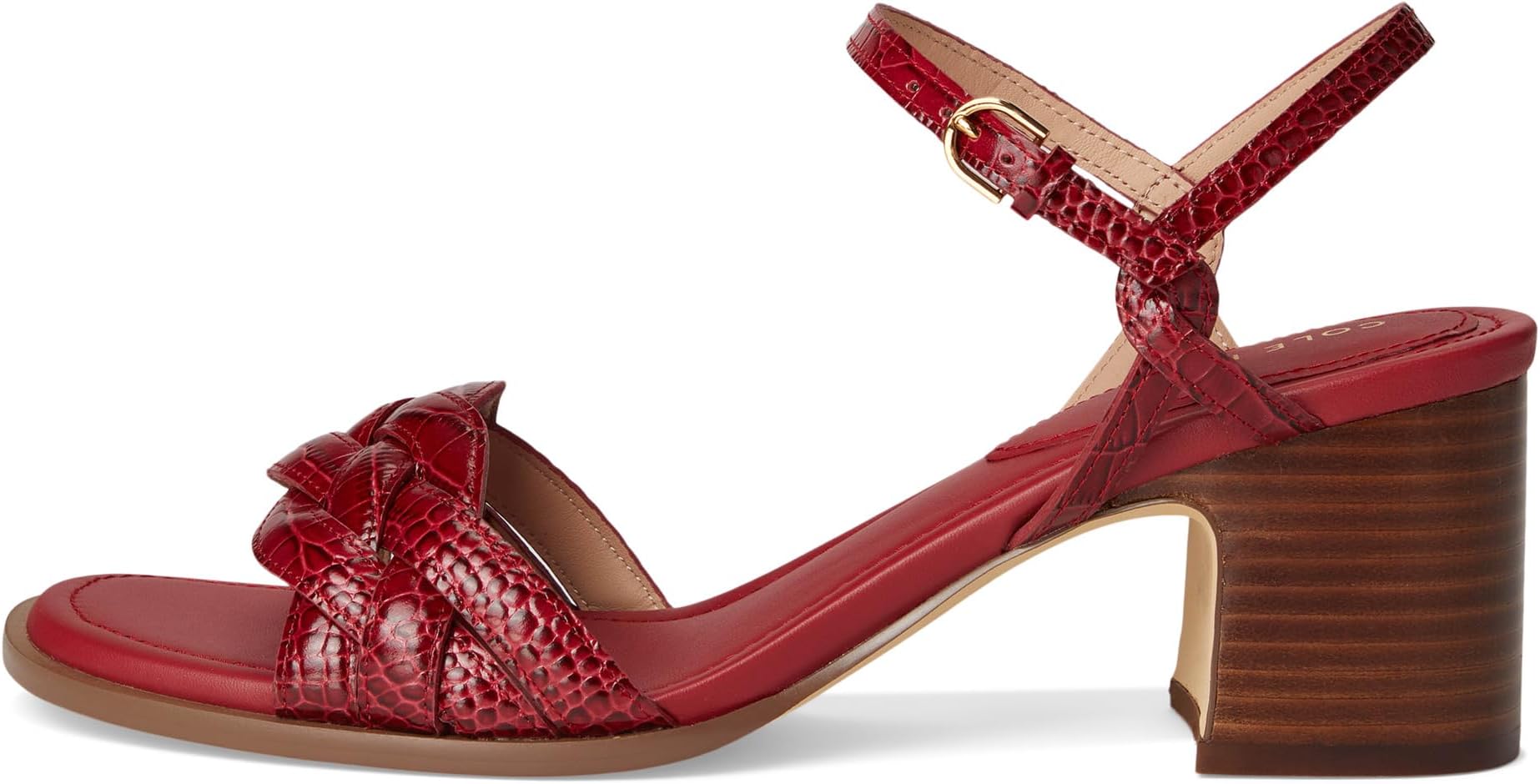 Сандалии Cole Haan Ambrose Braid Sandal, цвет Rio Red Croc Print Leather — фото 4