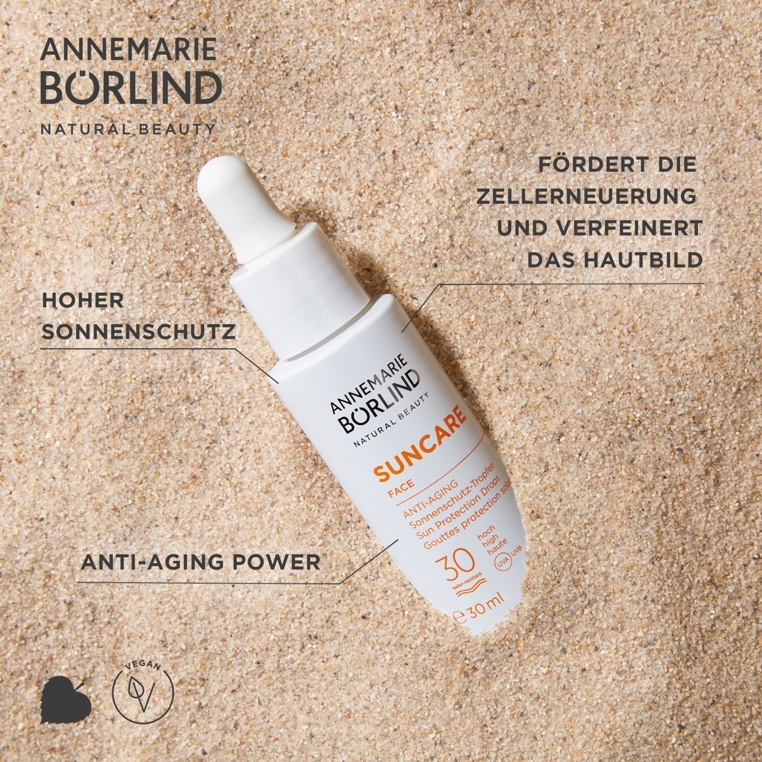 Солнцезащитный крем suncare faceanti-aging sun protection drops lsf 30 Annemarie Boerlind, объем 30 мл — фото 4