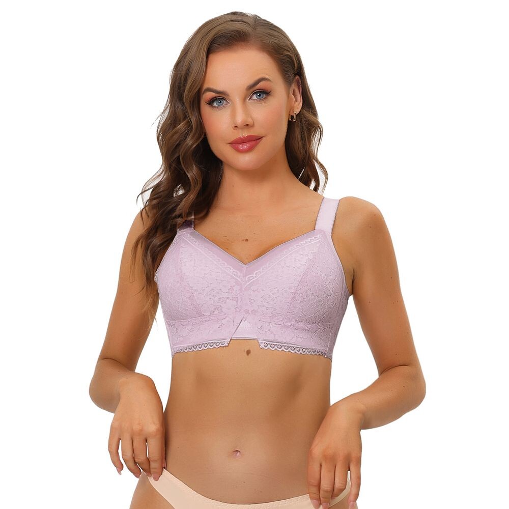 

Женские кружевные минимайзеры без косточек без косточек с U-образной спиной и полным покрытием, беспроводные повседневные бюстгальтеры ALLEGRA K, цвет Light Purple