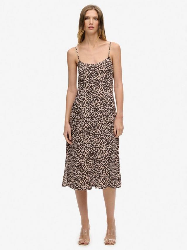 

Платье-миди с принтом "animal print" и пуговицами Superdry, Pink/Multi