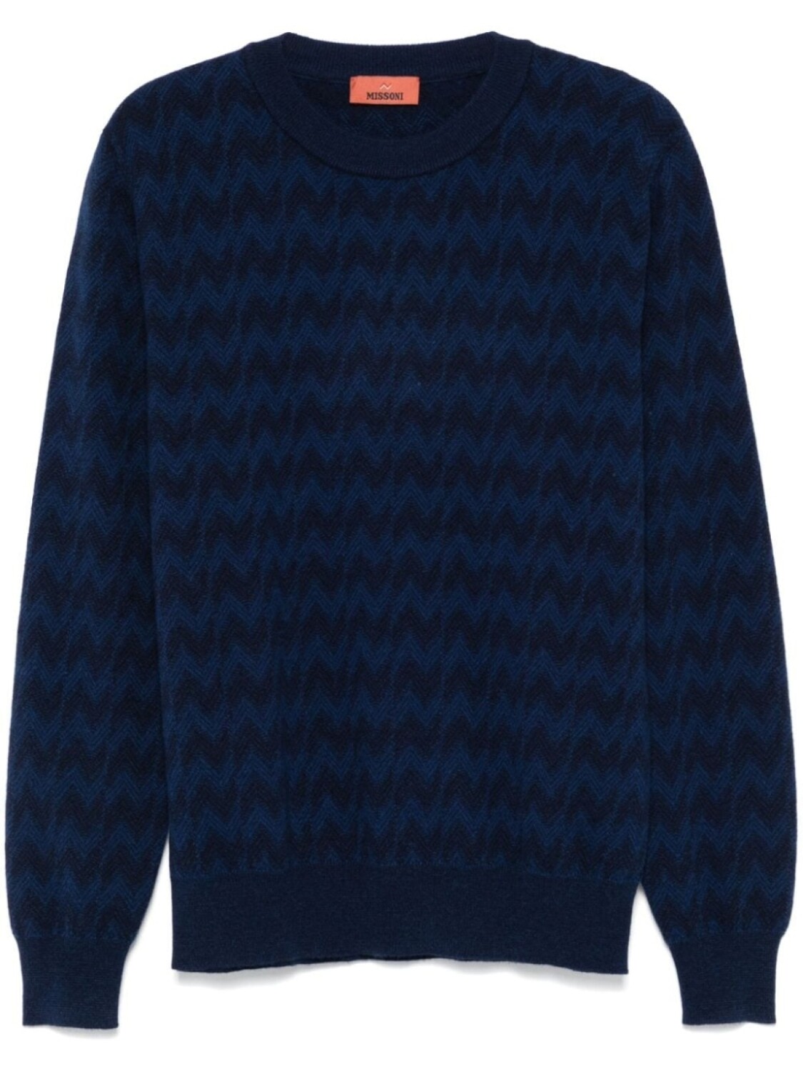 

Missoni свитер с круглым вырезом, зигзагообразной вязки, синий