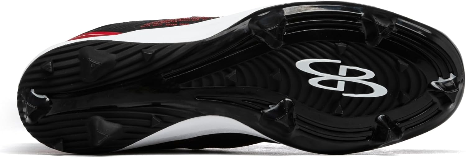 Мужские бутсы Boombah Viper Pureknit с литой подошвой - Status - Разные цвета - Разные размеры, черный/красный — фото 2