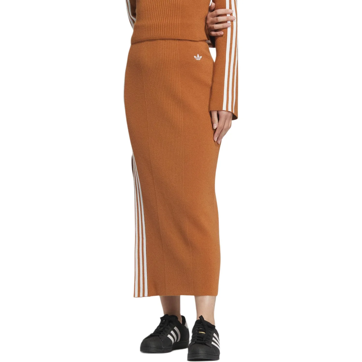 Adidas Originals Премиум трикотажная юбка длинная женская дикий коричневый — фото 4