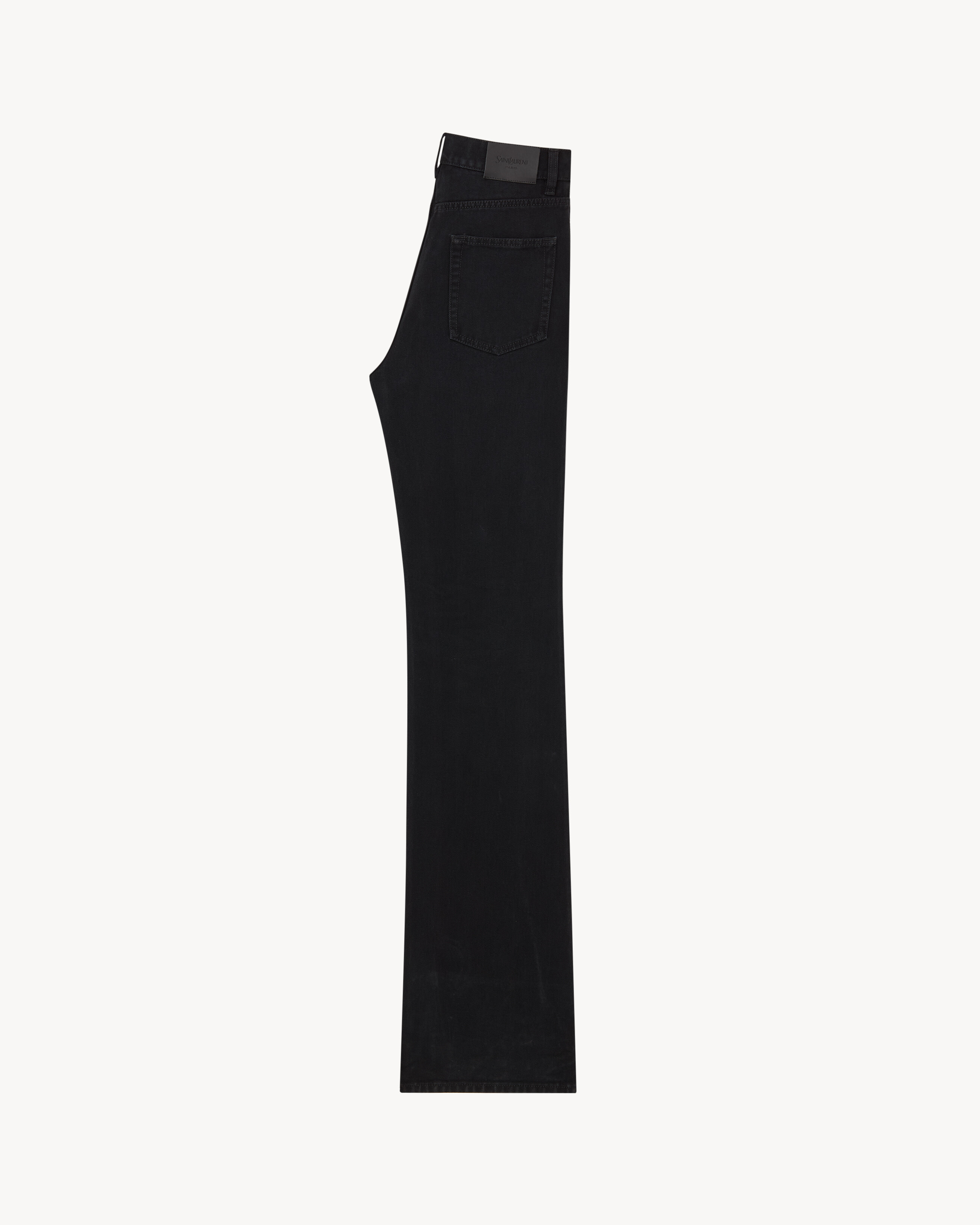 Джинсы в стиле 70-х из состаренного черного денима Saint Laurent — фото 2