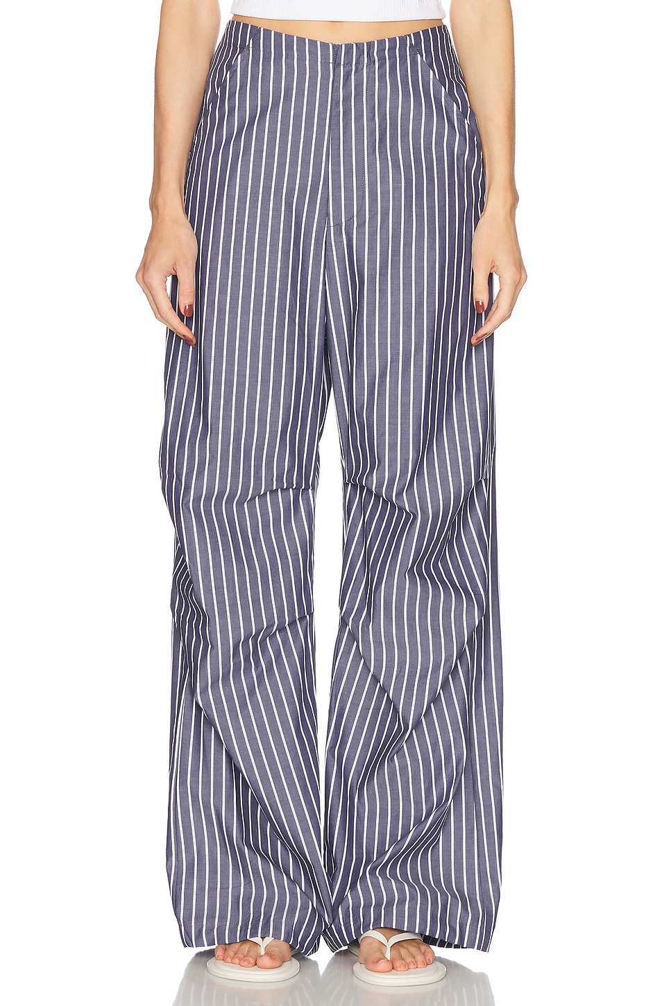 

Брюки Flight из поплина Enza Costa, Navy & White Stripe