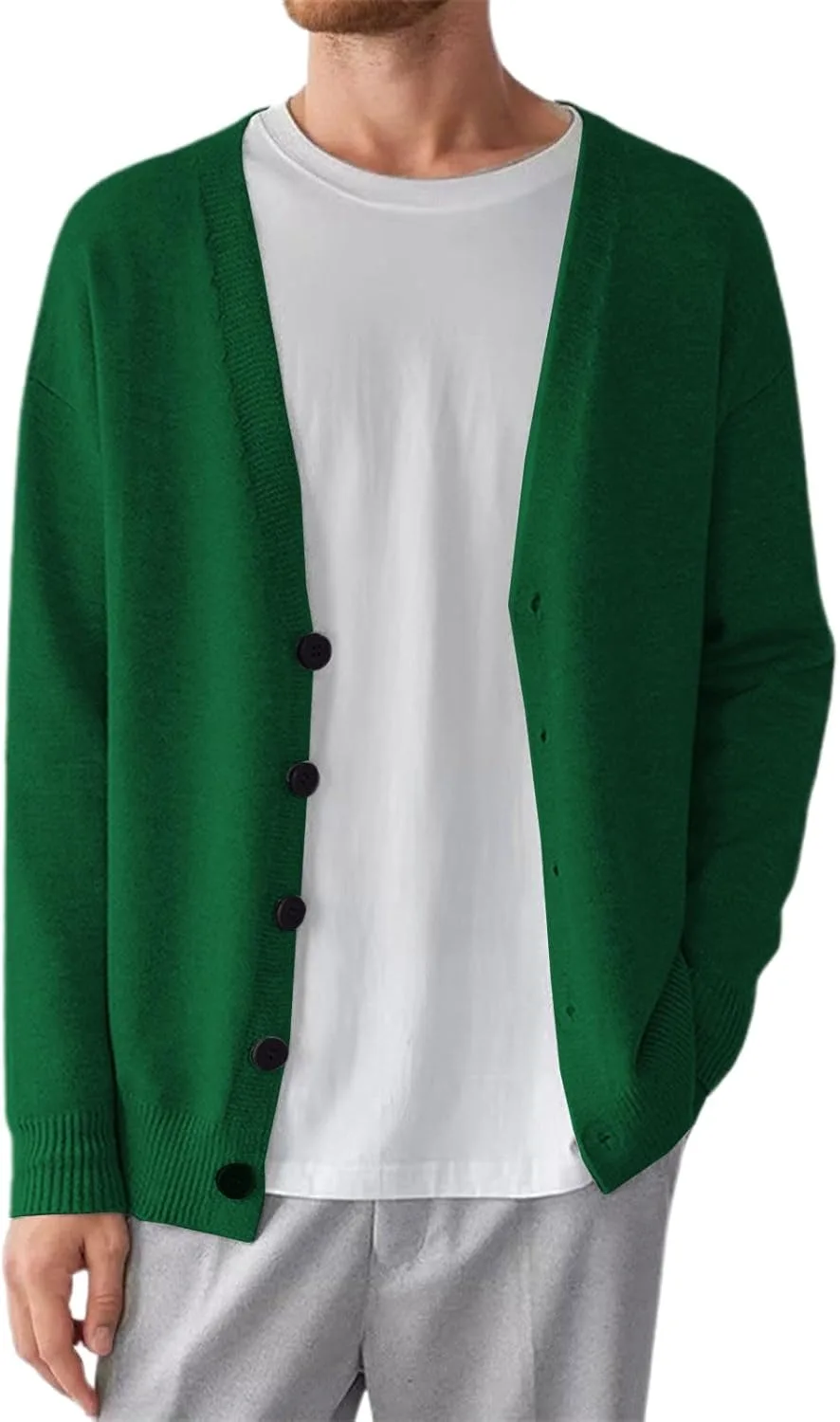 

Мужской кардиган V-образным вырезом, свободный, на пуговицах Tthxqing