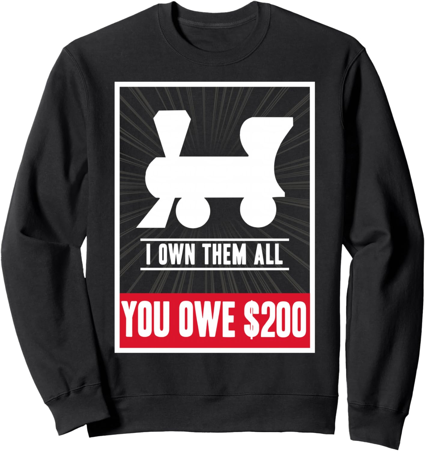 

Толстовка с логотипом Monopoly Railroads I Own Them All You Owe 200, черная, Черный, Толстовка с логотипом Monopoly Railroads I Own Them All You Owe 200, черная