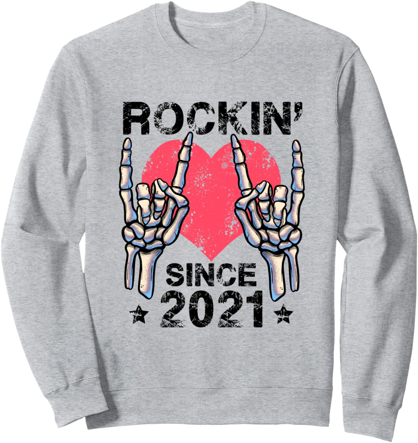 

Рок-н-ролл с 2021 года. Ретро-толстовка в стиле рок-н-ролл Visit Rock And Roll Birthday Shop Rockin Since, серый