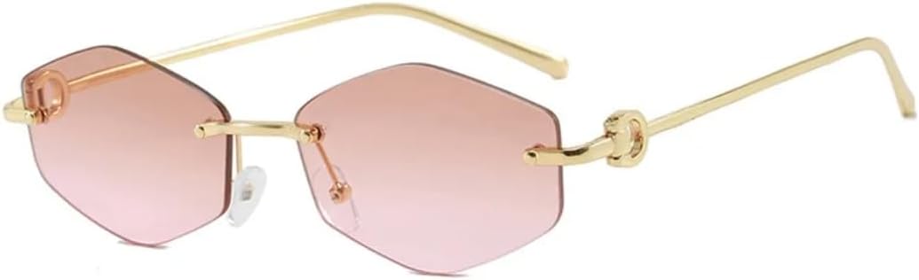 

Солнцезащитные очки для мужчин и женщин - защита UV400 - металлические петли, маленькая оправа, градиентные линзы, для занятий спортом на открытом воздухе и вождения DSVIGF, Golden Brown Pink