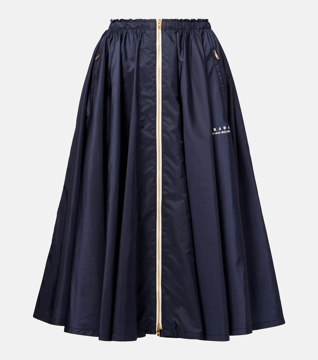 

Юбка миди на молнии из нейлона Re-Nylon Prada, Blu