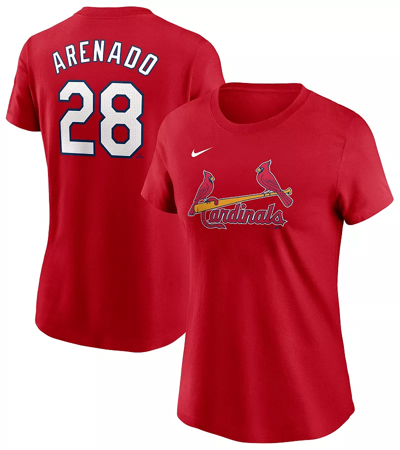 

Женская красная домашняя футболка Nike St. Louis Cardinals Nolan Arenado #28