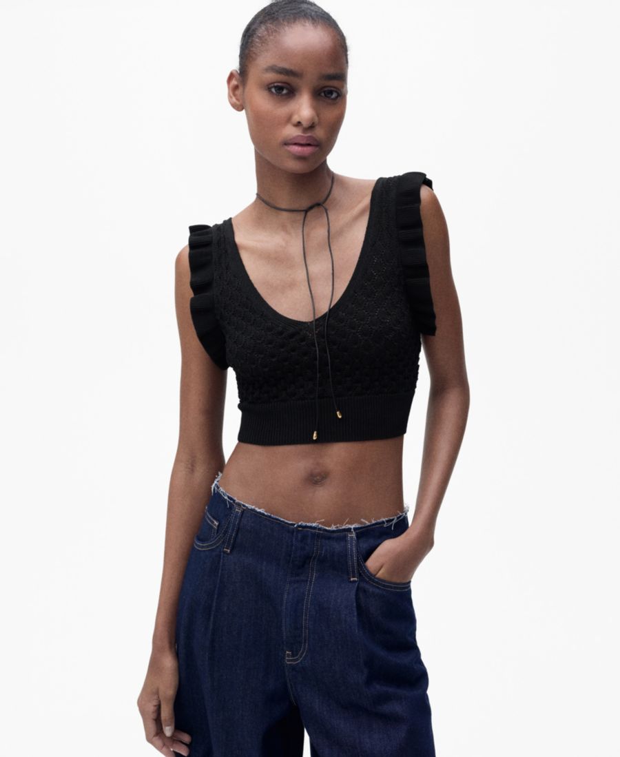 

Женский укороченный топ с бантом на спине MANGO, Black