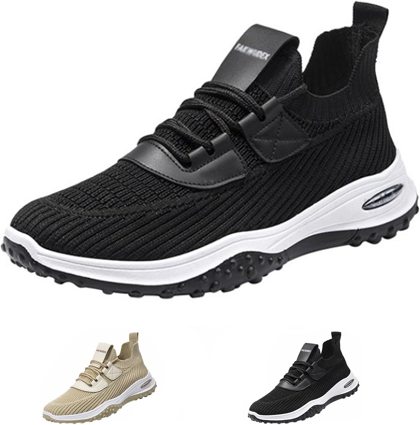 

Мужские спортивные кроссовки DESESE с вязаной сеткой, дышащие, шнуровка, без шнурков, для ходьбы, с комфортной амортизацией, легкие, для спортзала, низкие повседневные кроссовки, черный