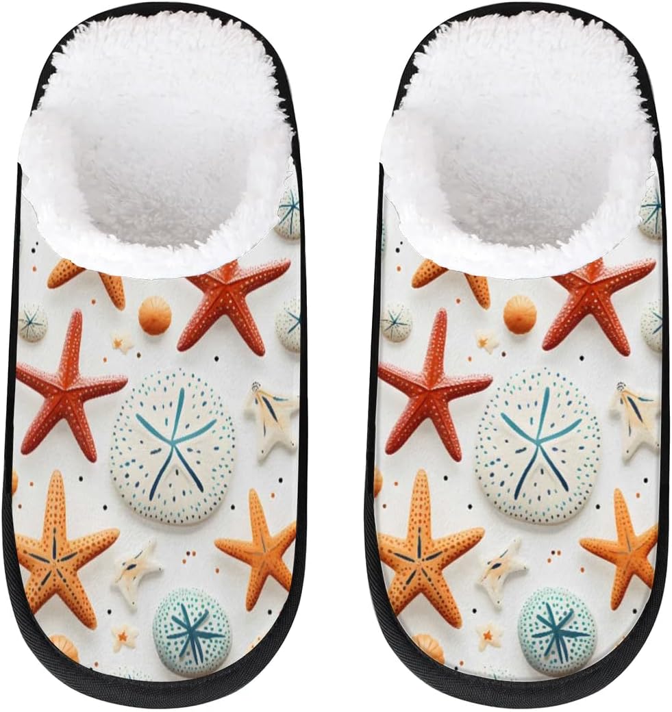 

Тапочки Gublec для женщин и мужчин, уютные с нескользящей подошвой, для дома, теплые плюшевые тапочки для дома, спальни и путешествий, Nautical Starfish