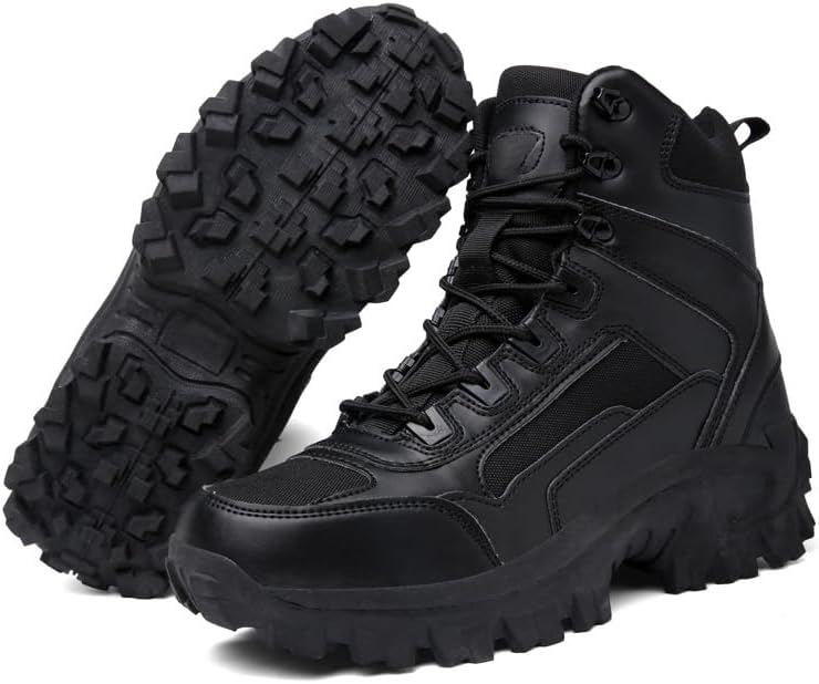 

Ортопедические туфли для мужчин с боковой молнией, противоскользящие ортопедические походные тактические ботинки, легкие тактические боевые ботинки для улицы, работы и кемпинга Generic, черный
