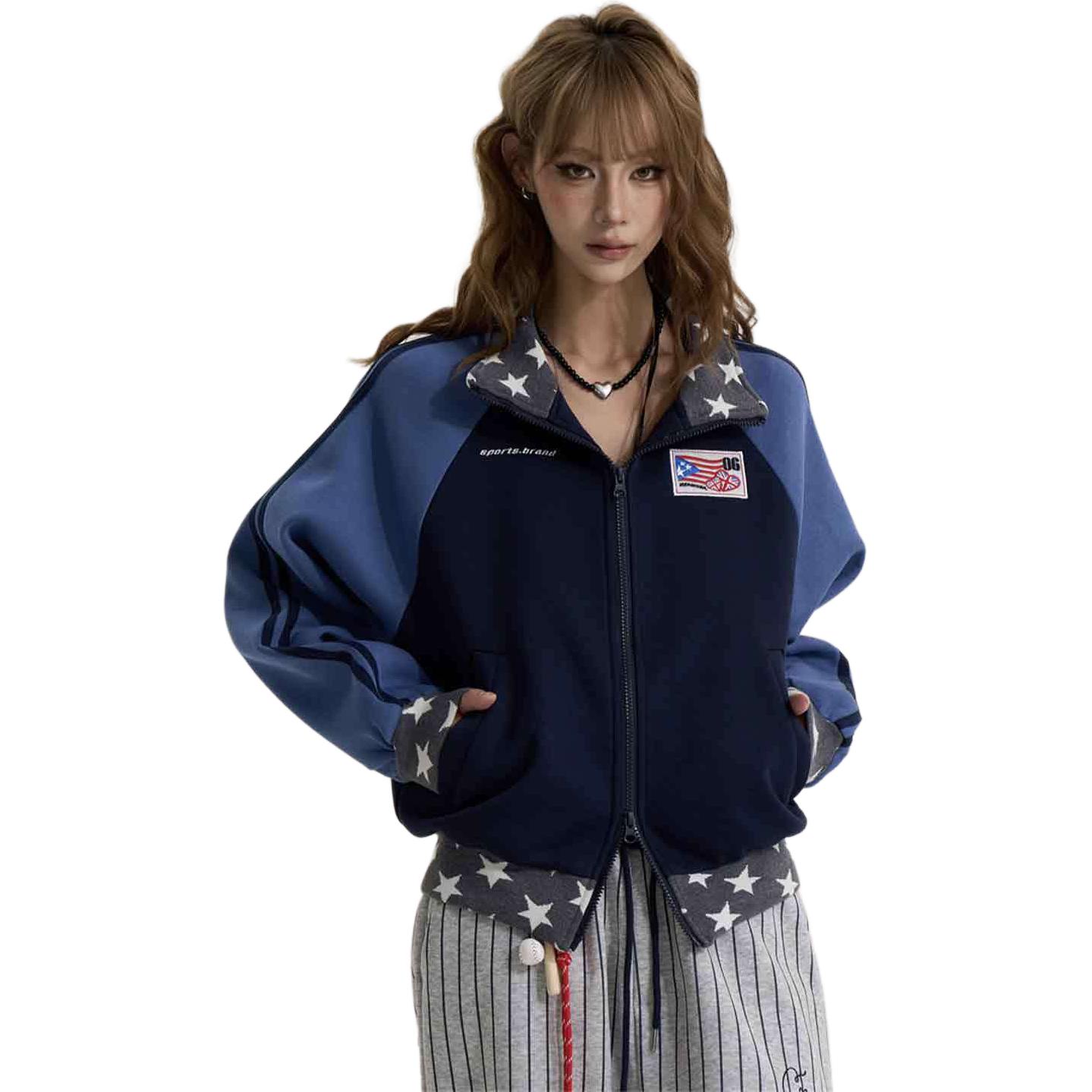 

Свитшот женский с воротником стойкой NEVER RULE, темно-синий