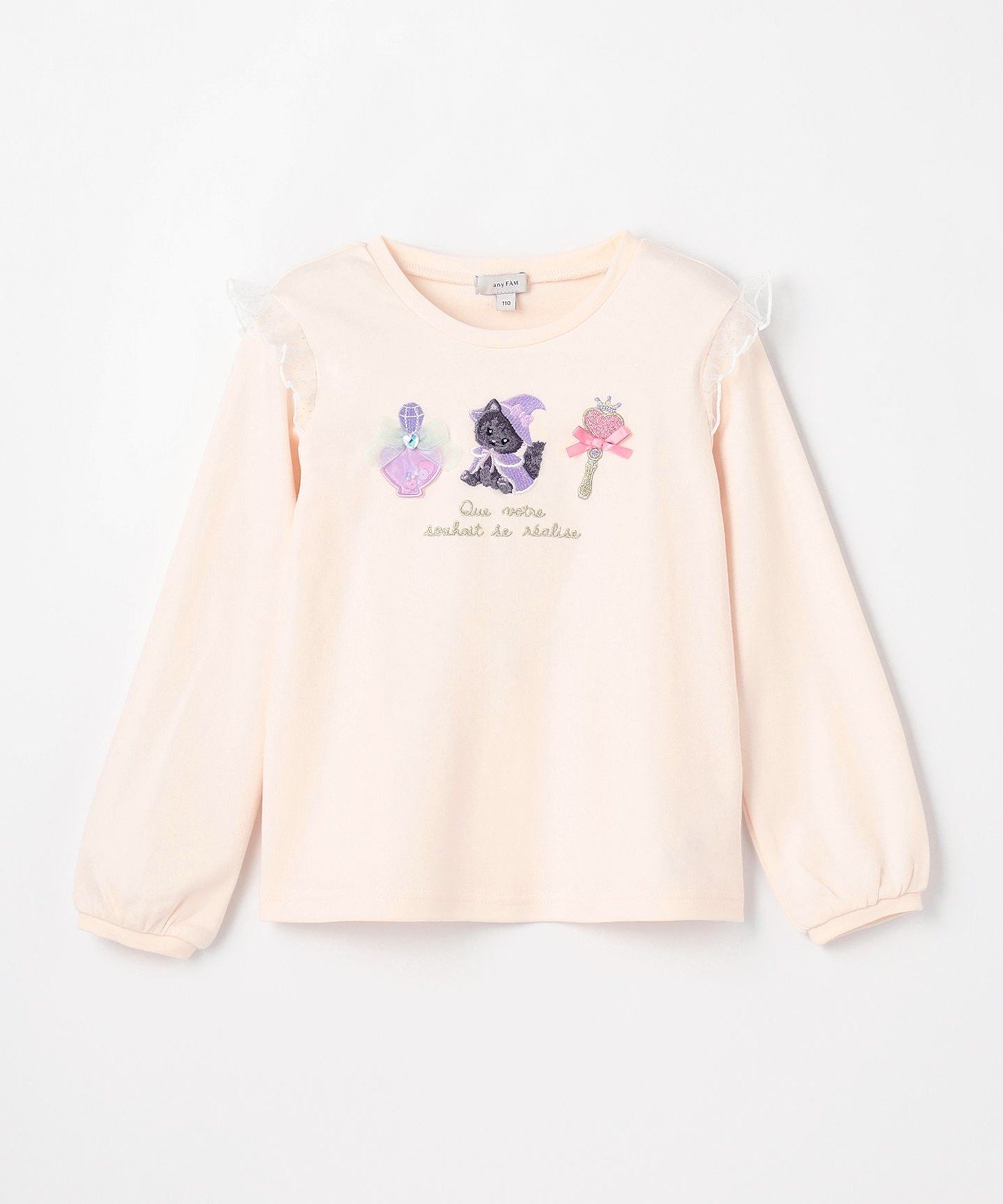 Футболка с длинными рукавами «Волшебный кот» ANY KIDS, Ecru [002] — фото 3