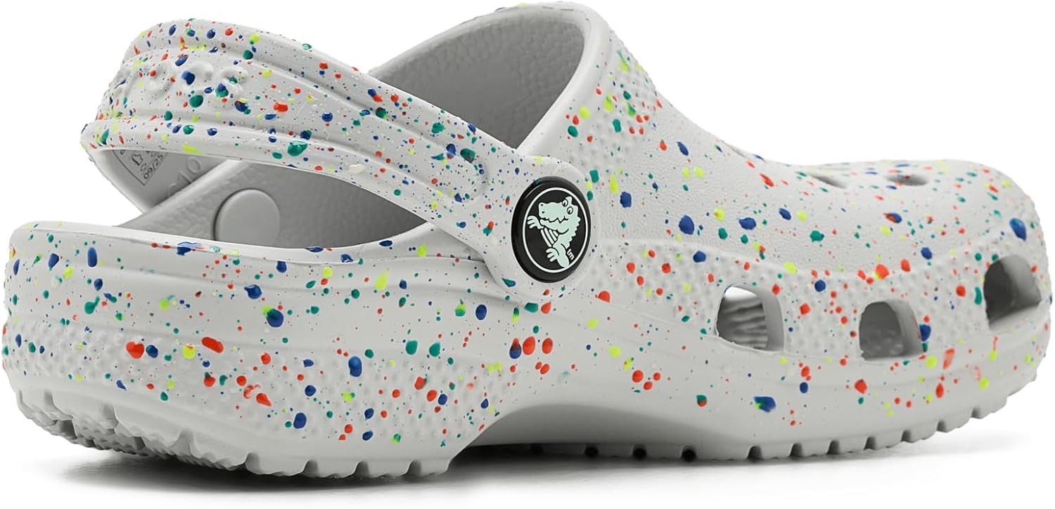 Детские сабо Crocs унисекс, классические, с мраморным рисунком, акварельным рисунком, размер K, Atmosphere/Multi Glow — фото 3