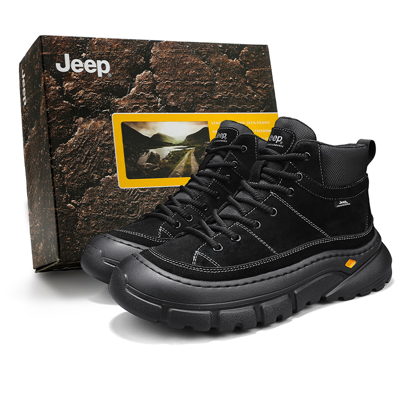 

Мужские короткие уличные ботинки с абразивостойкостью для увеличения роста Jeep, черный