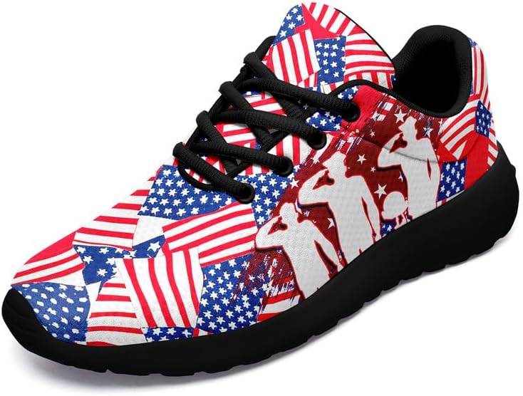 

Кроссовки для бега с американской тематикой для мужчин и женщин, стиль США, флаг США, звезды, легкие, комфортные, с амортизацией, для ходьбы Awsole, черный
