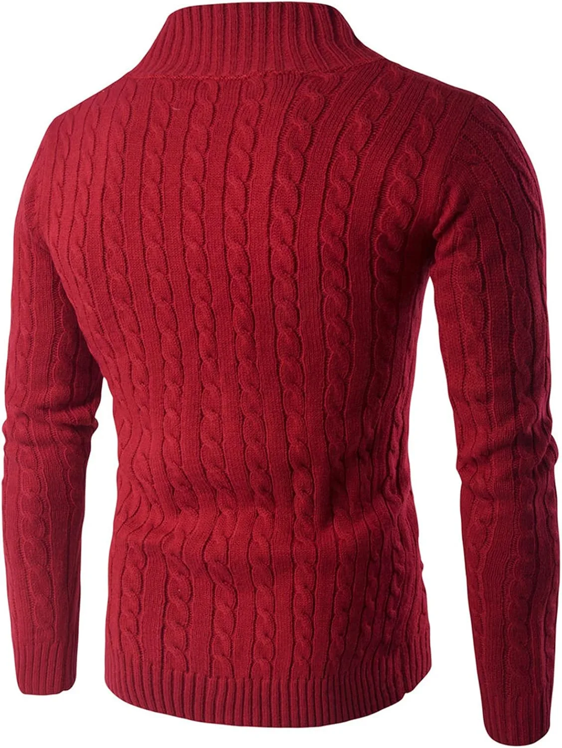 

Мужской свитер с четвертью молнии, кабельная вязка, приталенный tuduoms