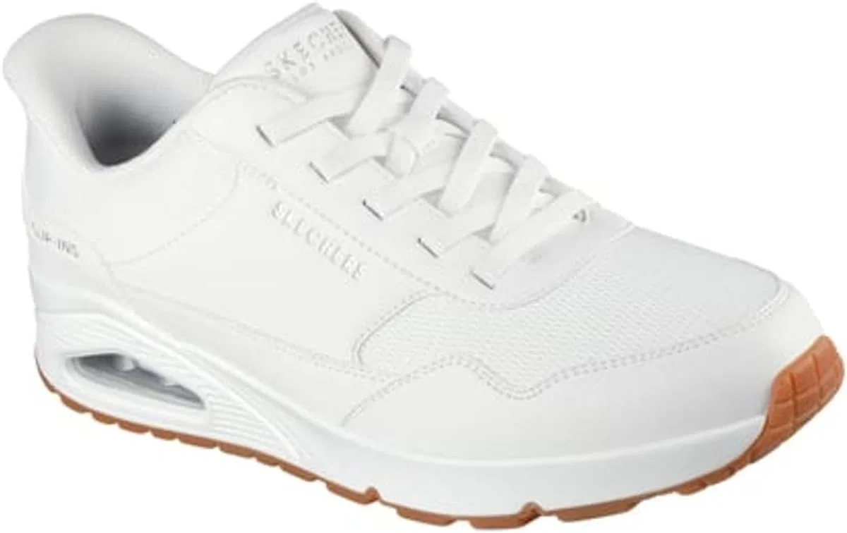 Мужские кроссовки Skechers UNO Banksia Hands Free Slip-in Trainers, White Duraleather Mesh
