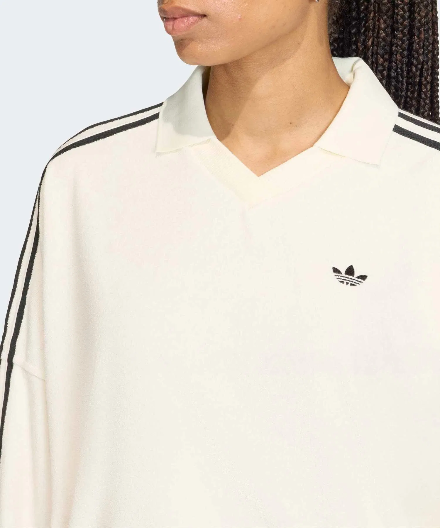 Поло с V-образным вырезом и длинными рукавами из махровой ткани / adidas Originals — фото 3