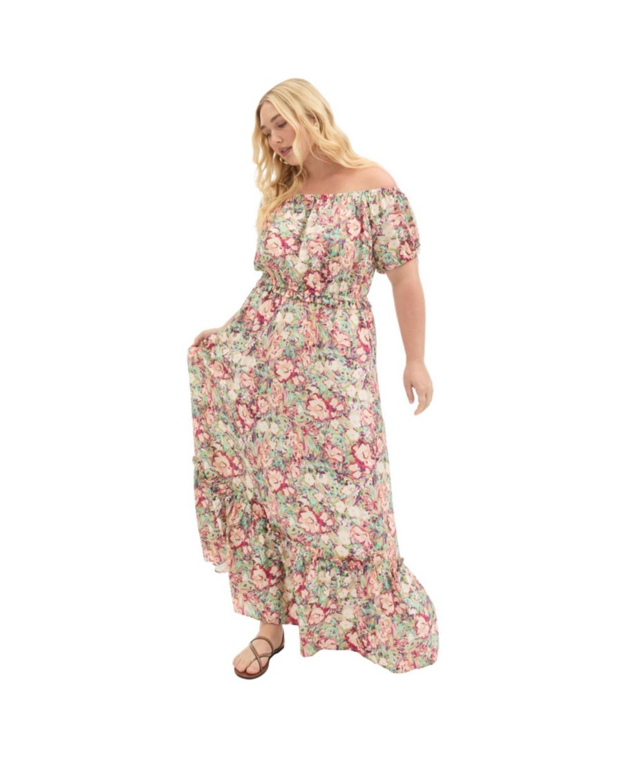 

Женское длинное платье June + Vie с открытыми плечами June & Vie, Floral blur