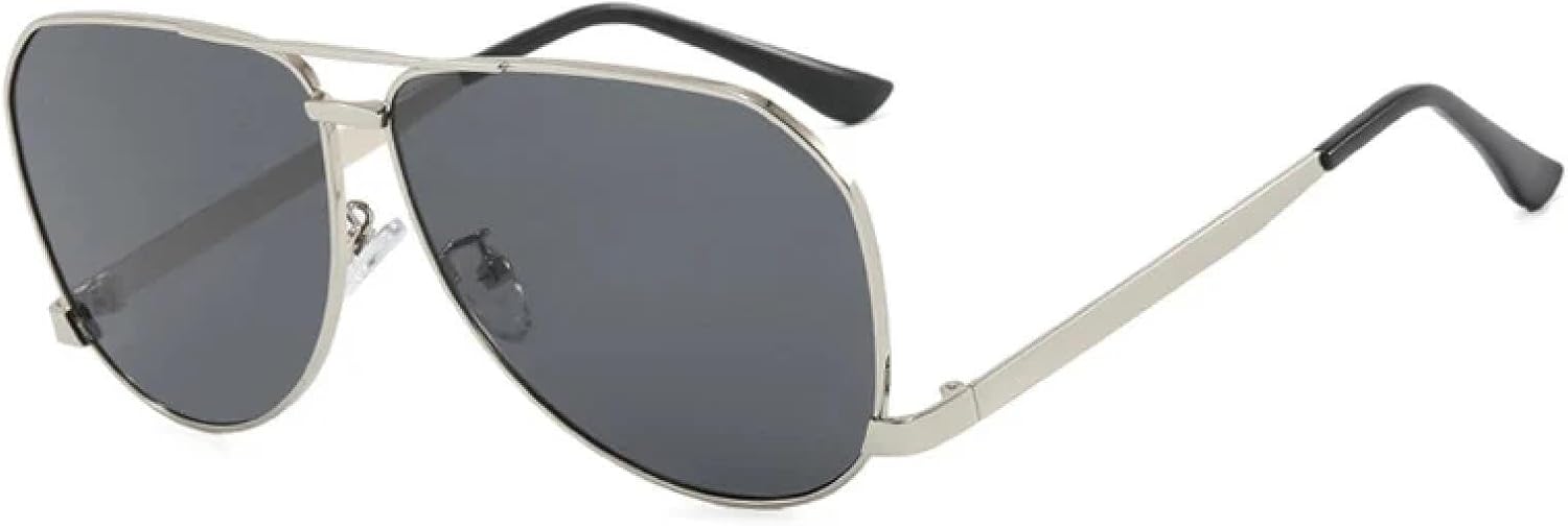 

Винтажные овальные металлические солнцезащитные очки с двойной перемычкой для женщин, модные, зелено-коричневые, с защитой от УФ-излучения UV400, для мужчин TKKTLLT, Silver-black