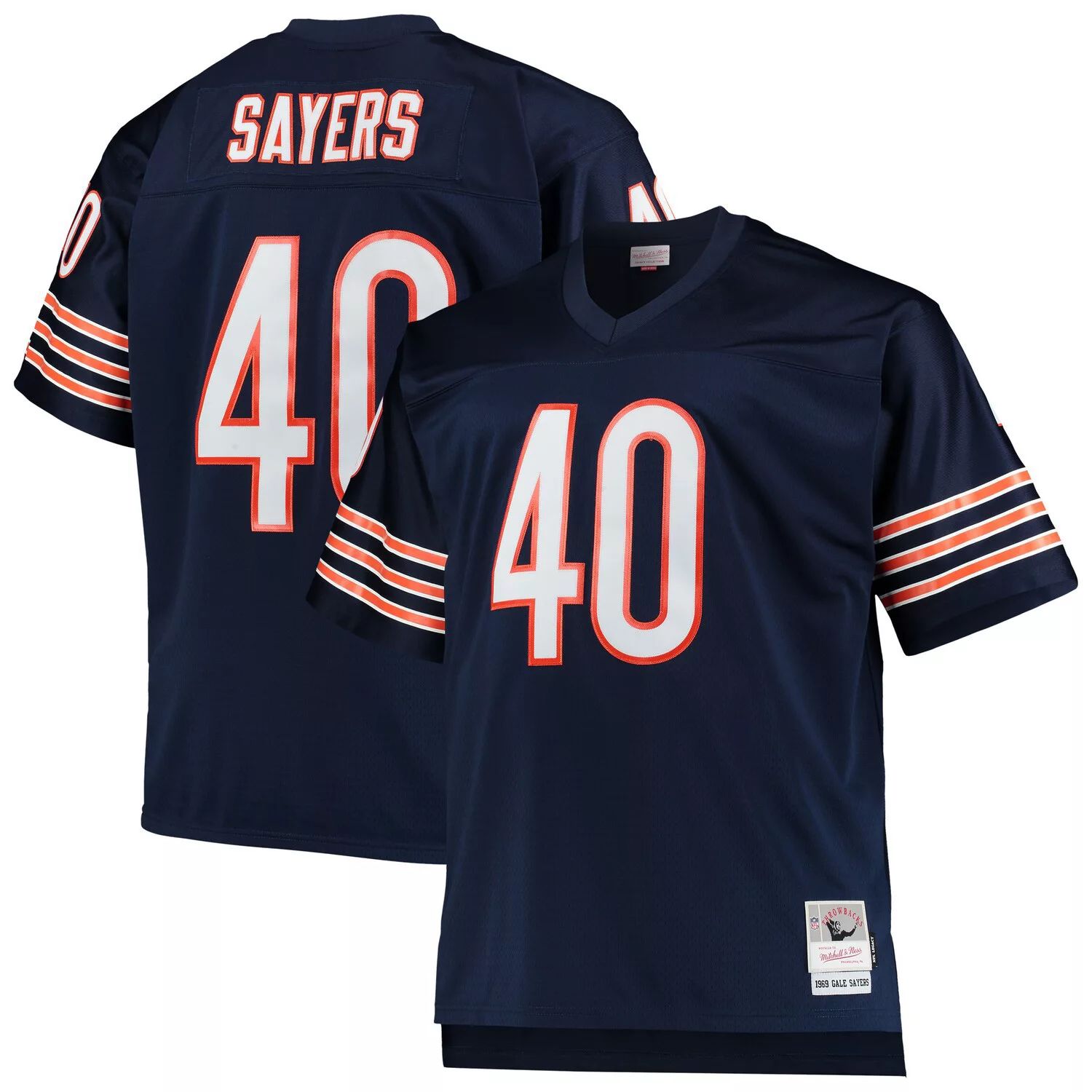 

Мужская футболка Mitchell & Ness Gale Sayers темно-синего цвета Chicago Bears Big & Tall 1969 года, реплика пенсионера, Синий, Мужская футболка Mitchell & Ness Gale Sayers темно-синего цвета Chicago Bears Big & Tall 1969 года, реплика пенсионера