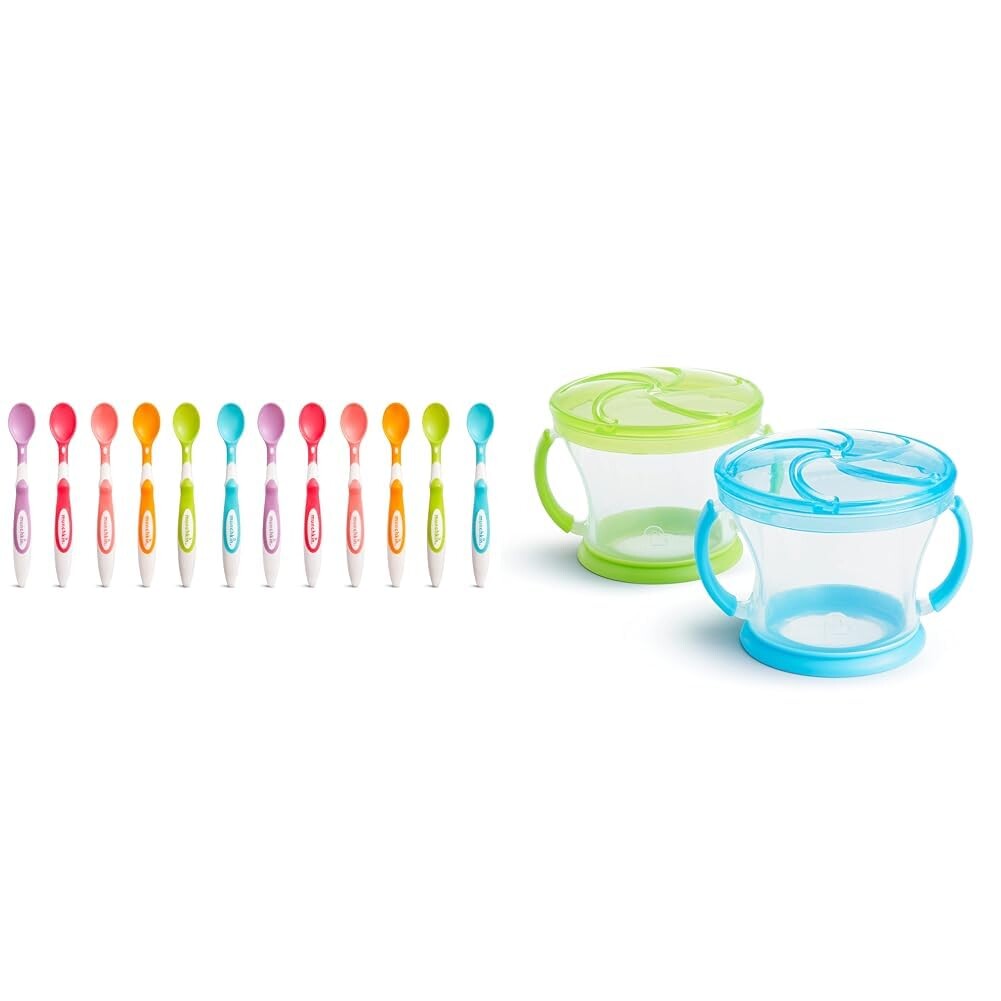 

Детские ложки Munchkin® Soft Tip™, 12 штук (1 шт. в упаковке) и чашки для перекусов для малышей ® Snack Catcher®, 2 шт., синий/зеленый
