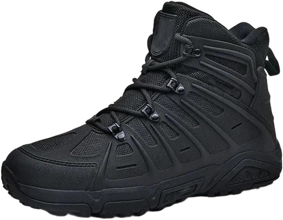 

Мужские водонепроницаемые дышащие треккинговые кроссовки больших размеров на щиколотку, противоскользящие для активного отдыха и повседневной носки Generic, черный
