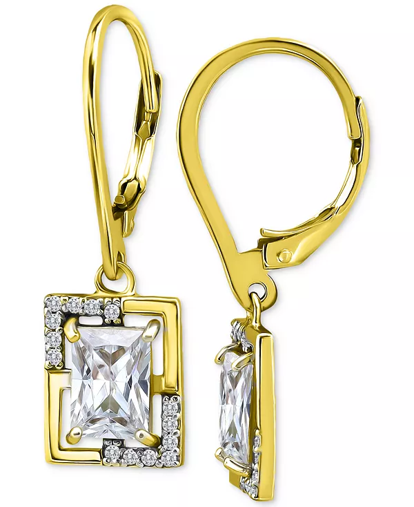 

Серьги-Подвески с кубическим цирконием багетной и круглой огранки с застежкой-рычагом из стерлингового серебра с позолотой 18 карат, эксклюзивно в Macy's Giani Bernini, yellow