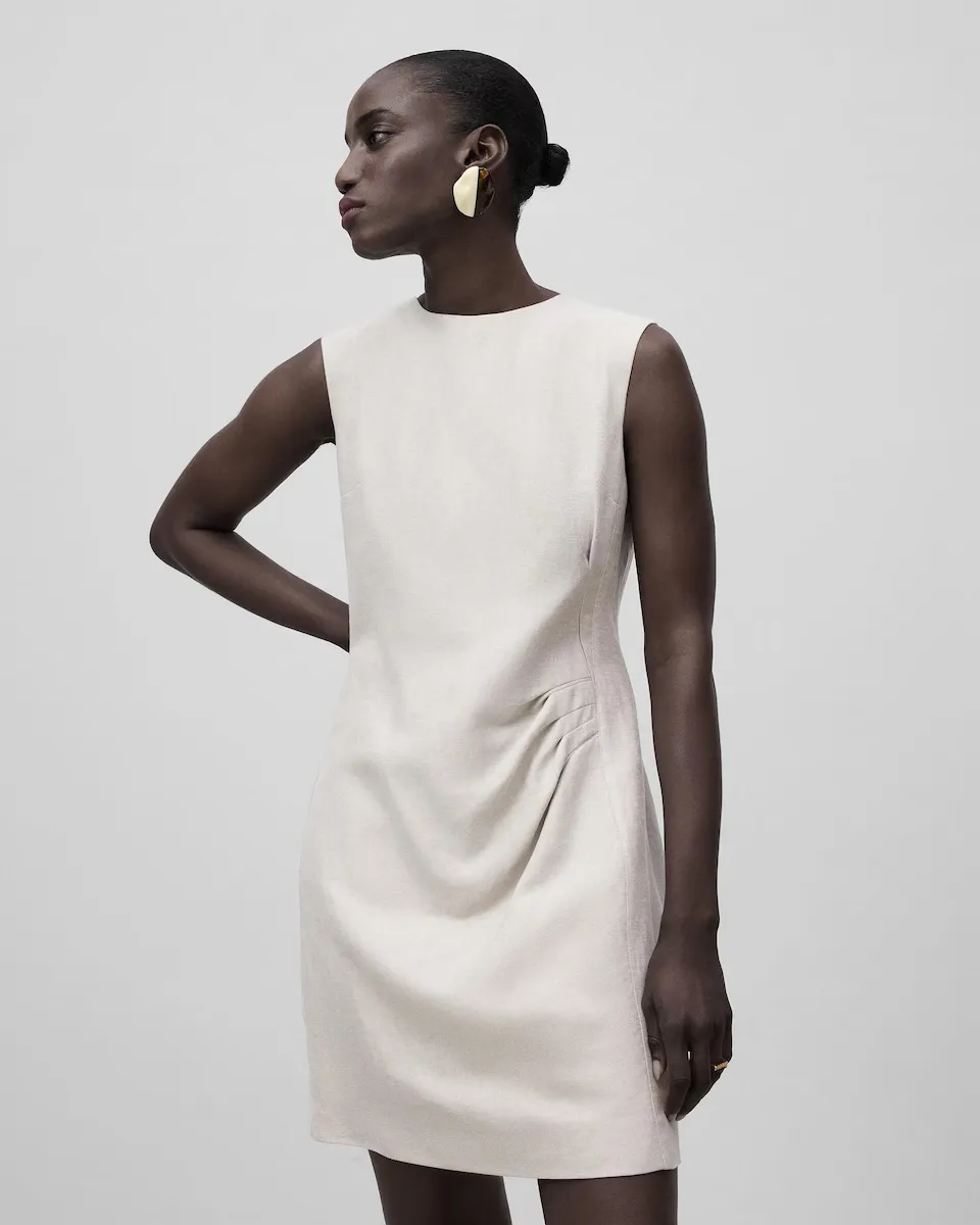 

Мини-платье с драпировкой из льна Adolfo Dominguez, естественный