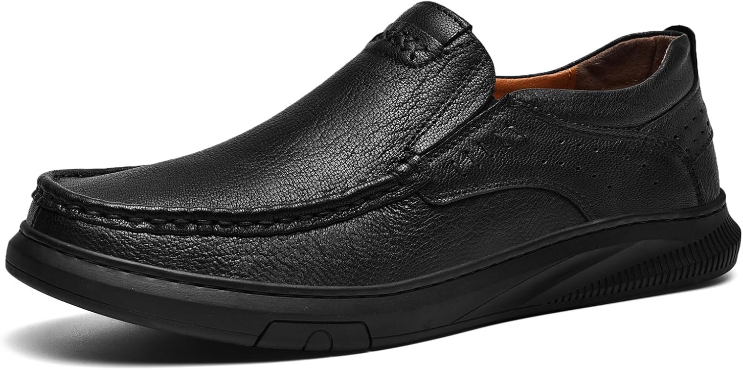 

Мужские лоферы из кожи, повседневная обувь слипоны, удобные повседневные лоферы, мягкие, противоскользящие прогулочные оксфорды Generic, черный