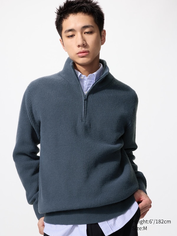 

Джемпер из пряжи Soufflé с молнией Uniqlo, 68 blue