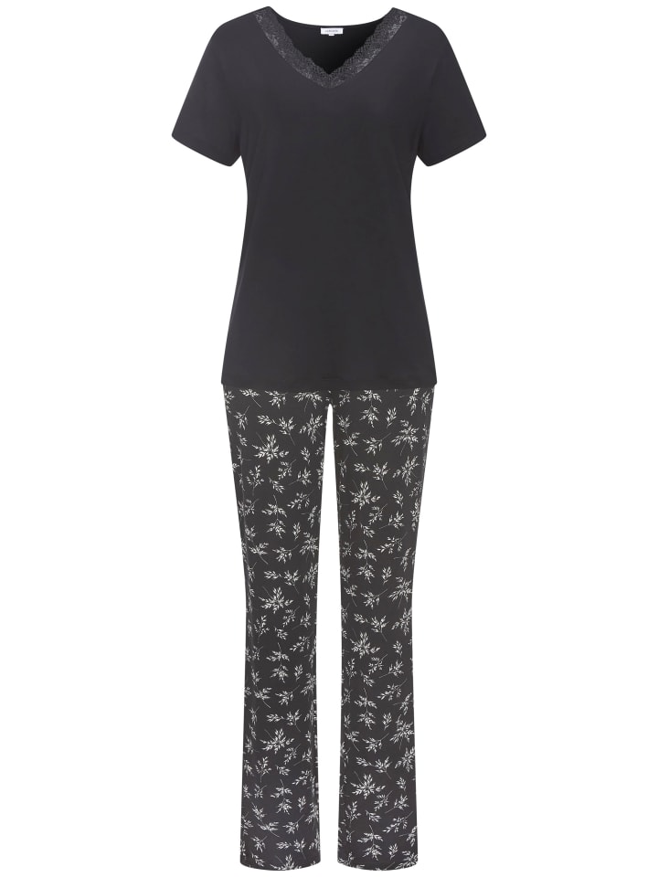 

VIVANCE DREAMS Пижама с цветочным принтом, черно-кремового цвета