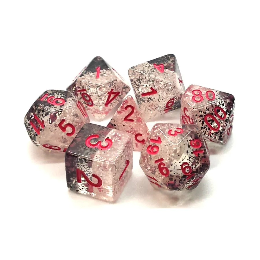 

Поли-набор «Шах и мат» с розовым (7), Acrylic-Resin Dice - Particles