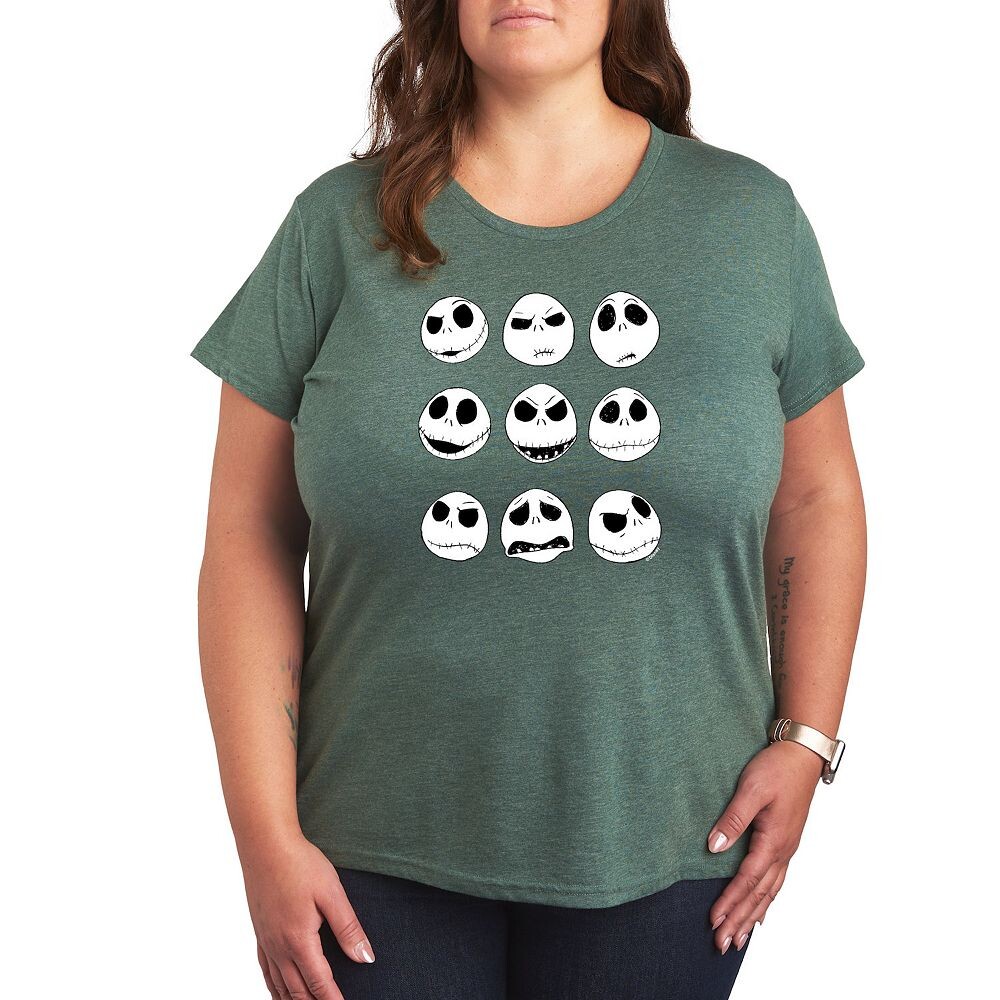 

Футболка Disney's Nightmare Before Christmas Plus с графическим рисунком Jack Faces, зеленый