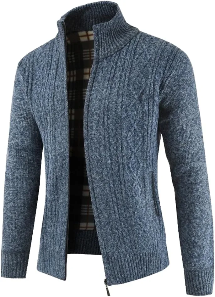 

Мужской кардиган с воротником стойкой, на молнии, длинный Wekumgy