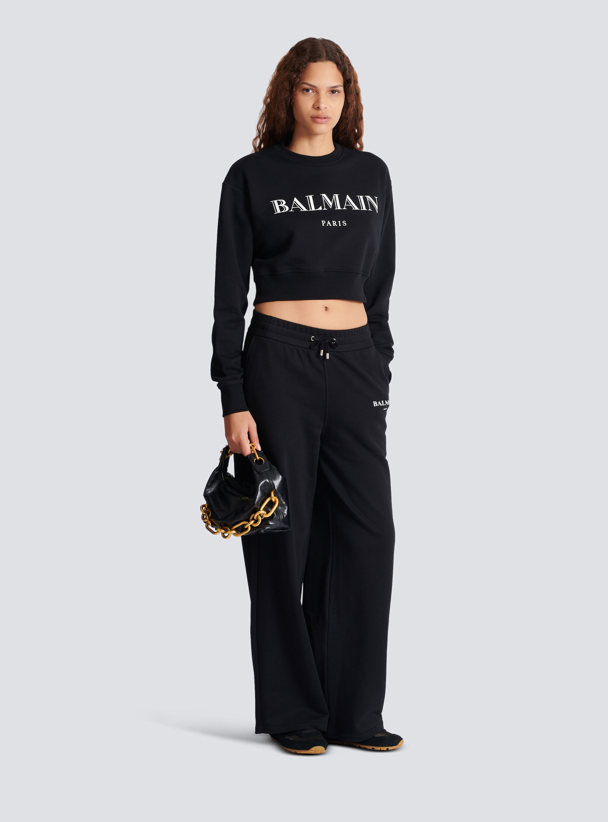 Свитшот Balmain с принтом и круглым вырезом, черный — фото 2