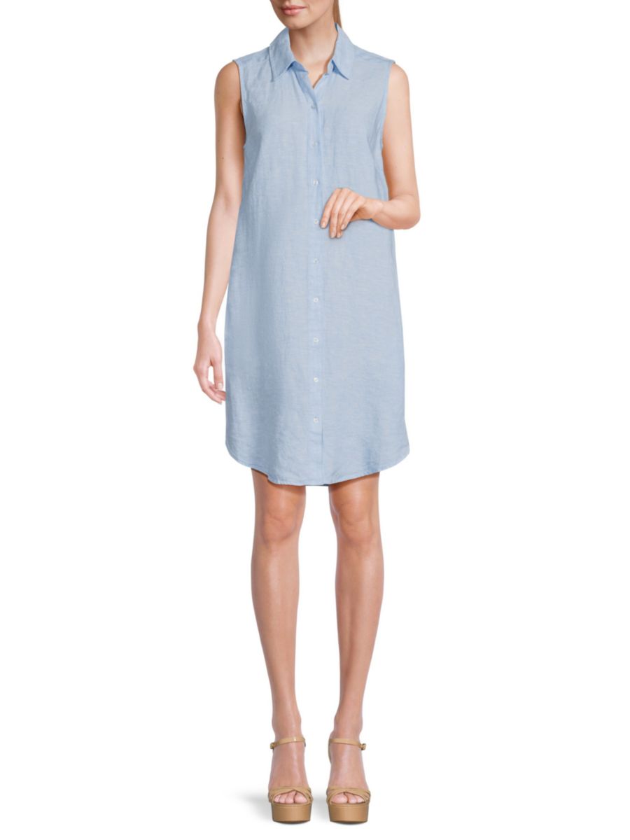 

Платье-рубашка High Low из 100% льна Saks Fifth Avenue, цвет Chambray