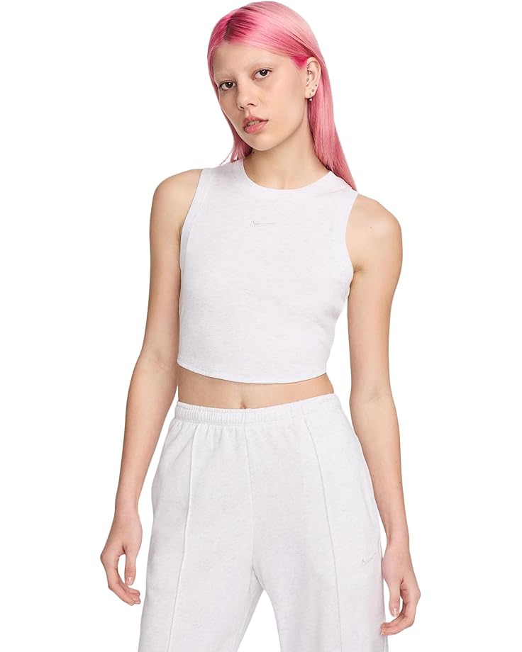 

Топ Nike Sportswear Chill Knit Tight Cropped Mini-rib Tank Top, цвет Birch Heather/Light Orewood Brown