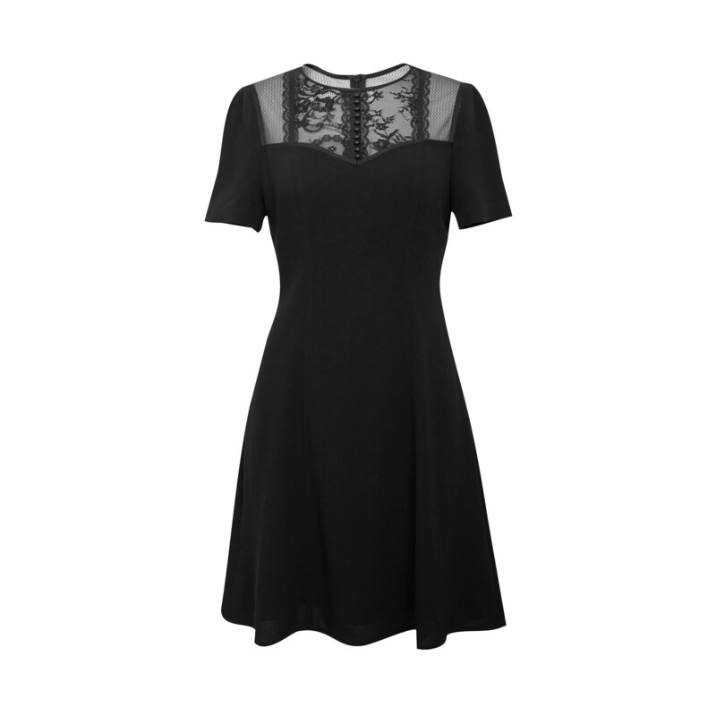 

Элегантное кружевное платье Deep Breath из ацетата, черный