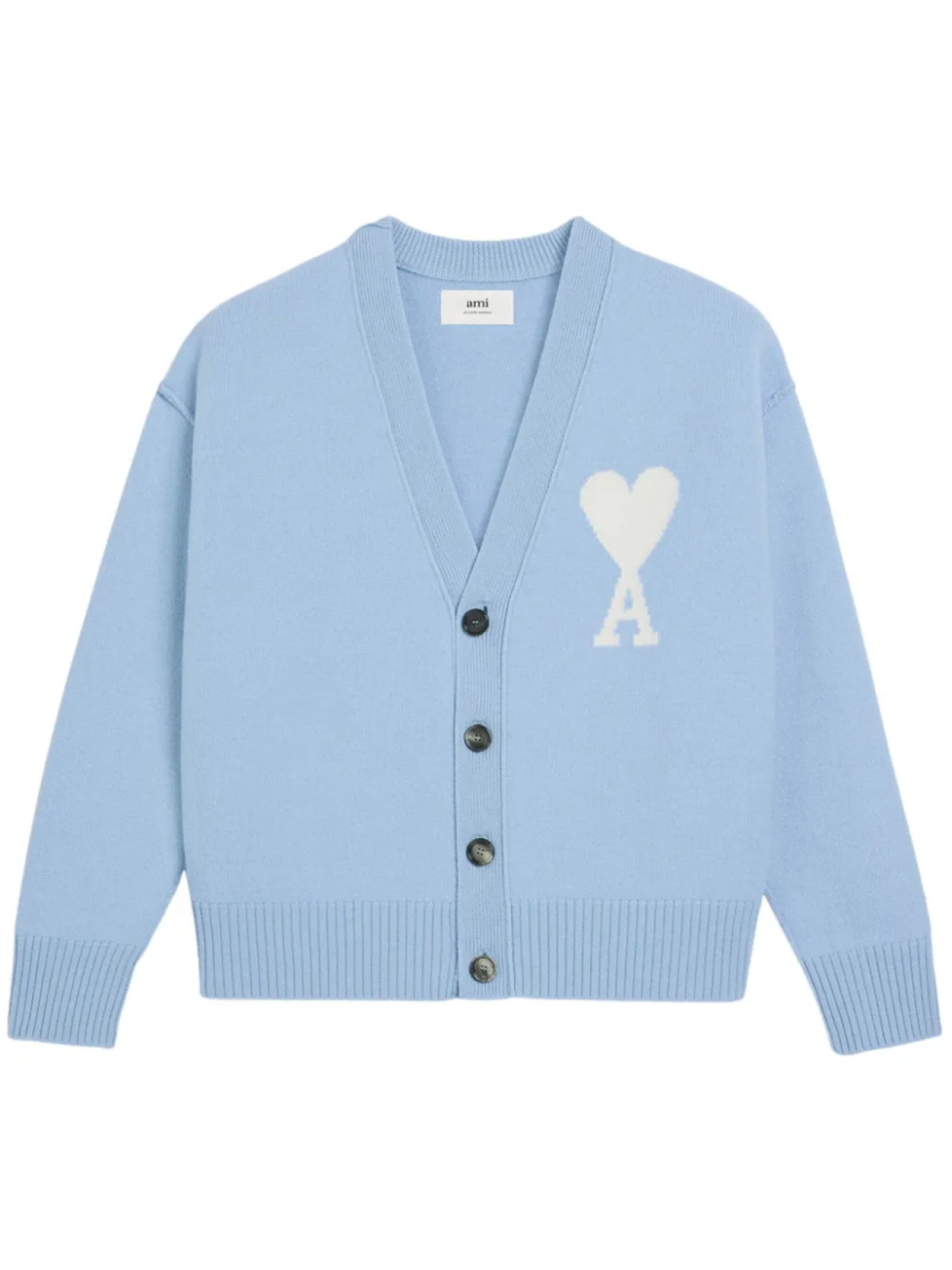 

Шерстяной кардиган с монограммой Ami de Coeur AMI Paris, синий
