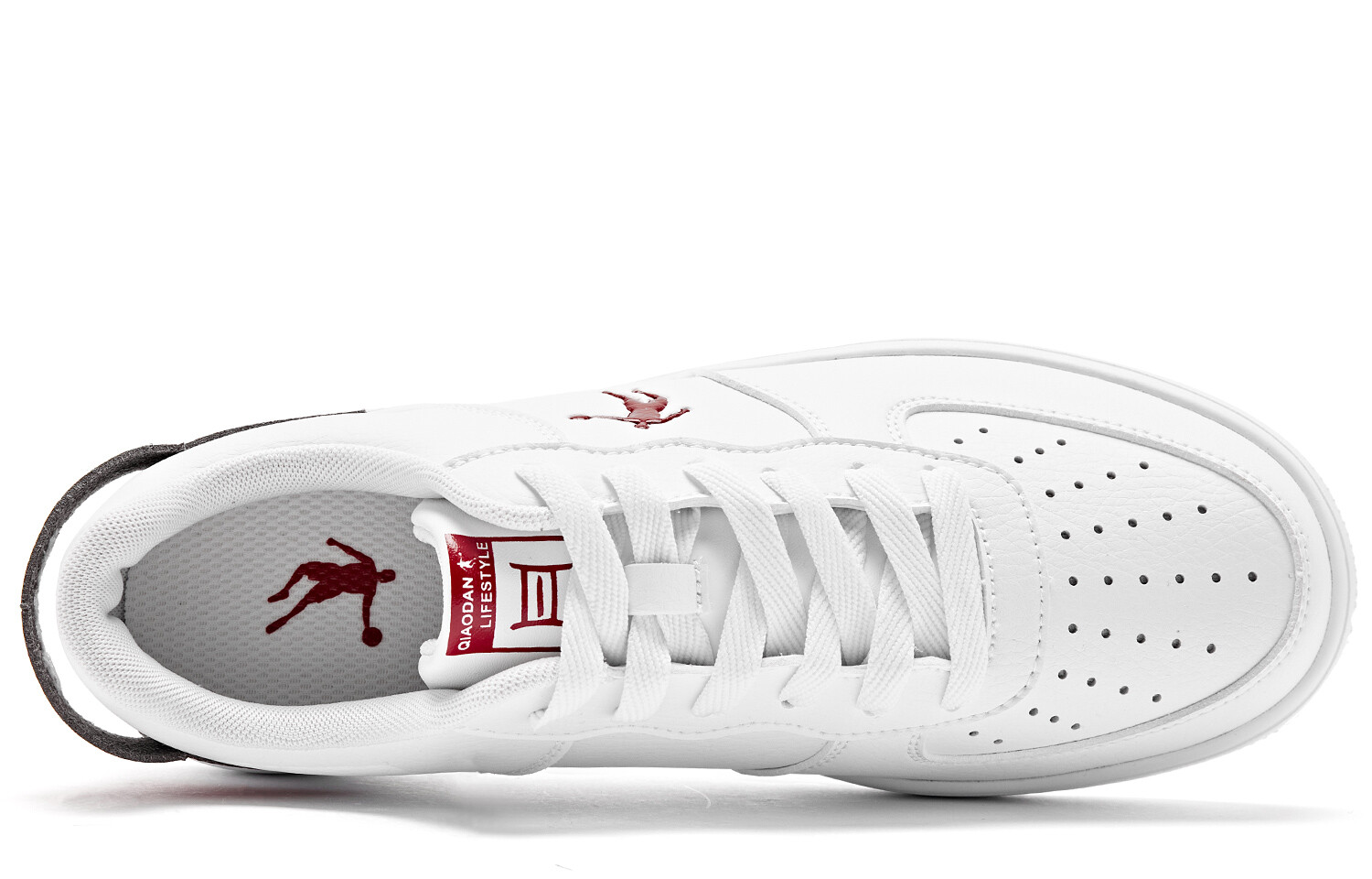 Кроссовки QIAODAN Skateboarding Shoes Men Low-top  White Iron Red, красный — фото 4